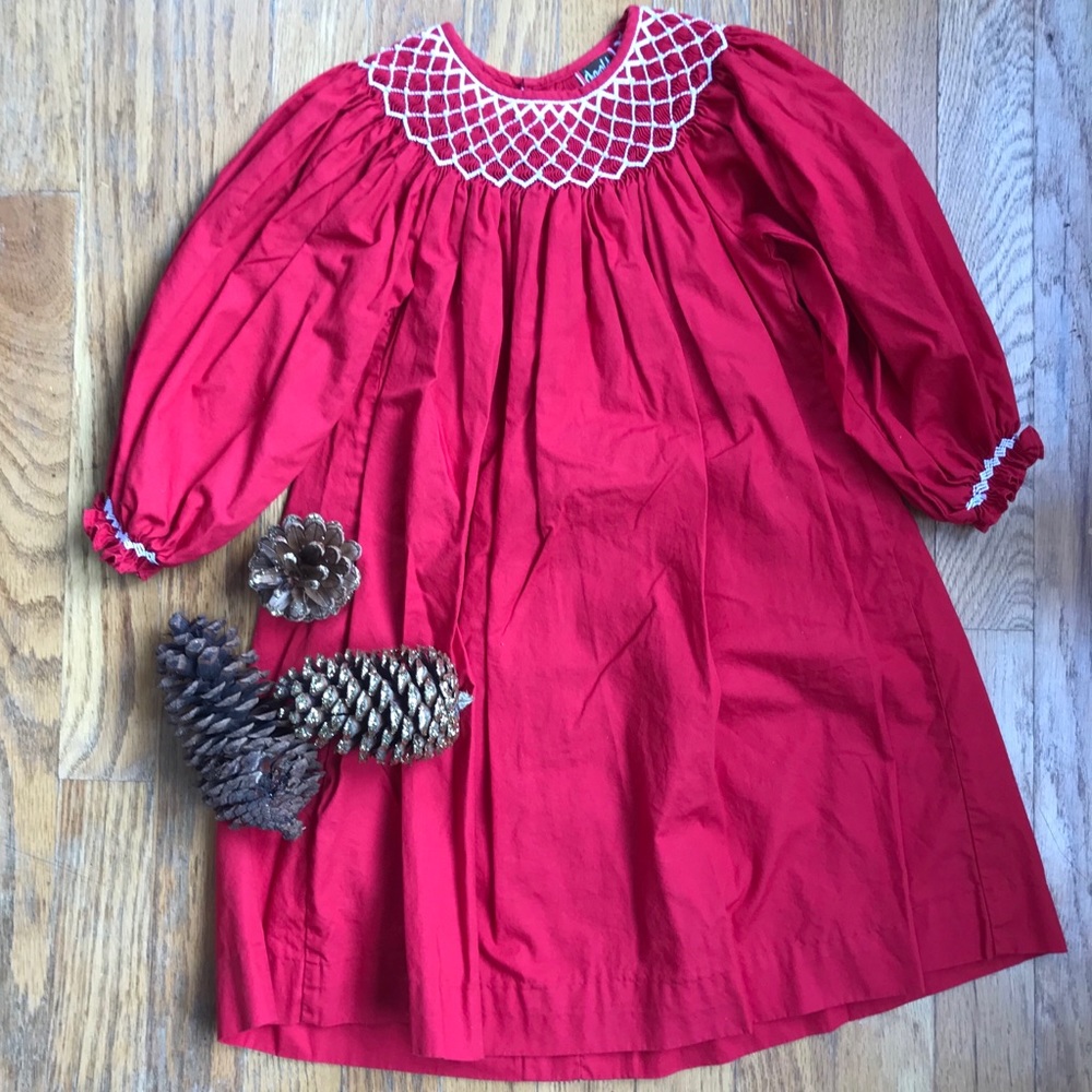 Girls 3T Red Smocked Dress